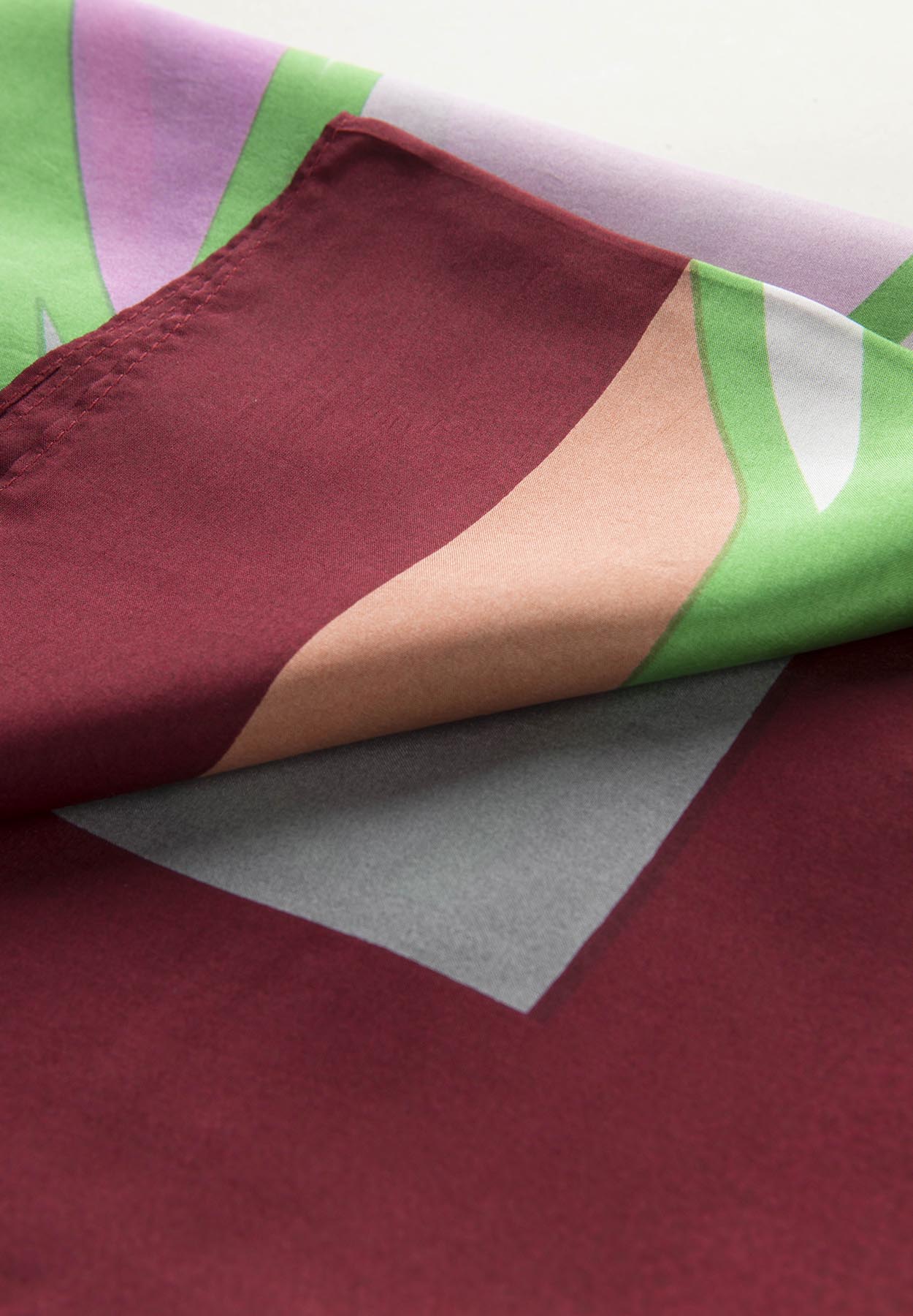 Burgundy silk patterned scarf
