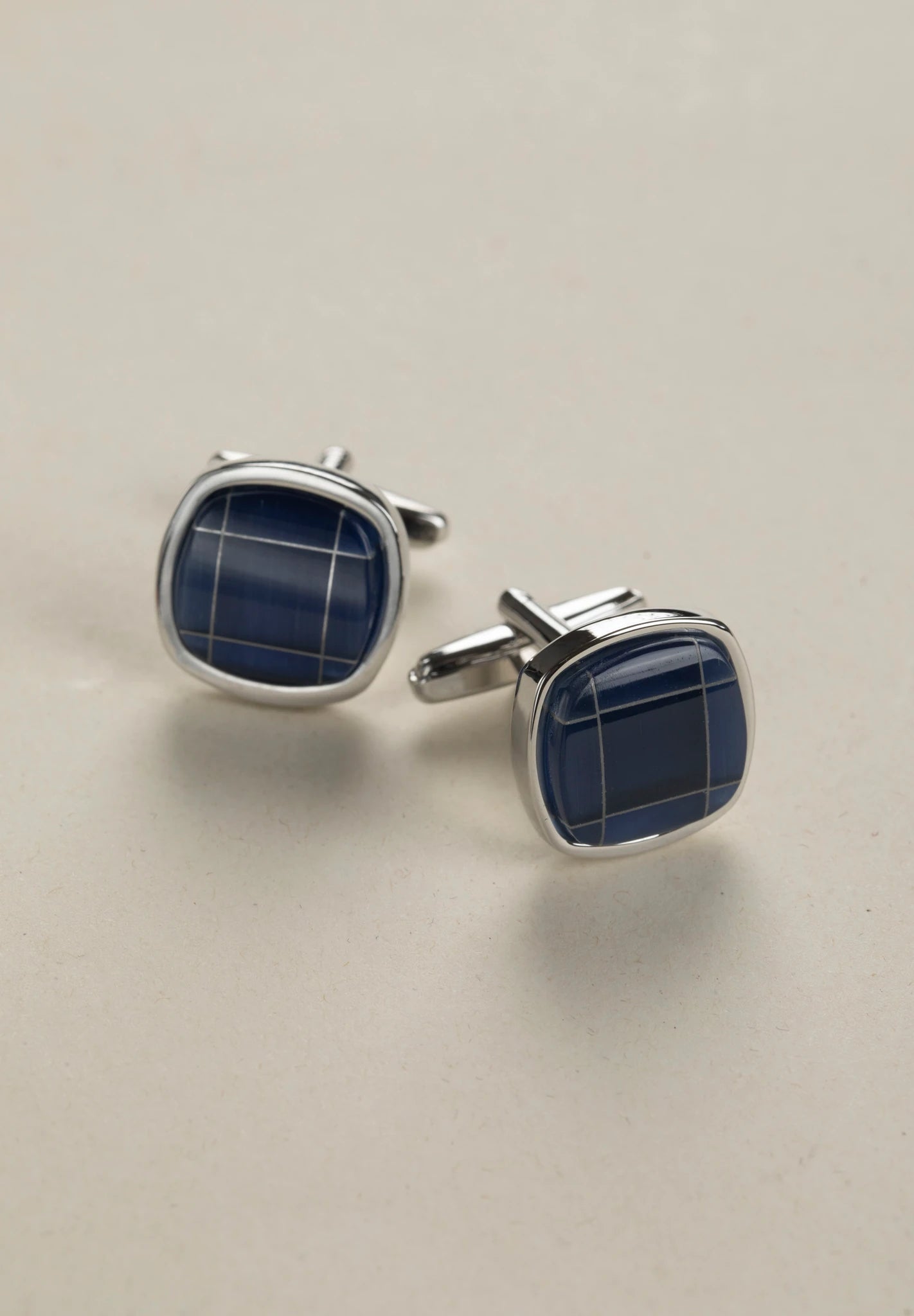 Blue stone cufflink with pearl square detail Angelico 1