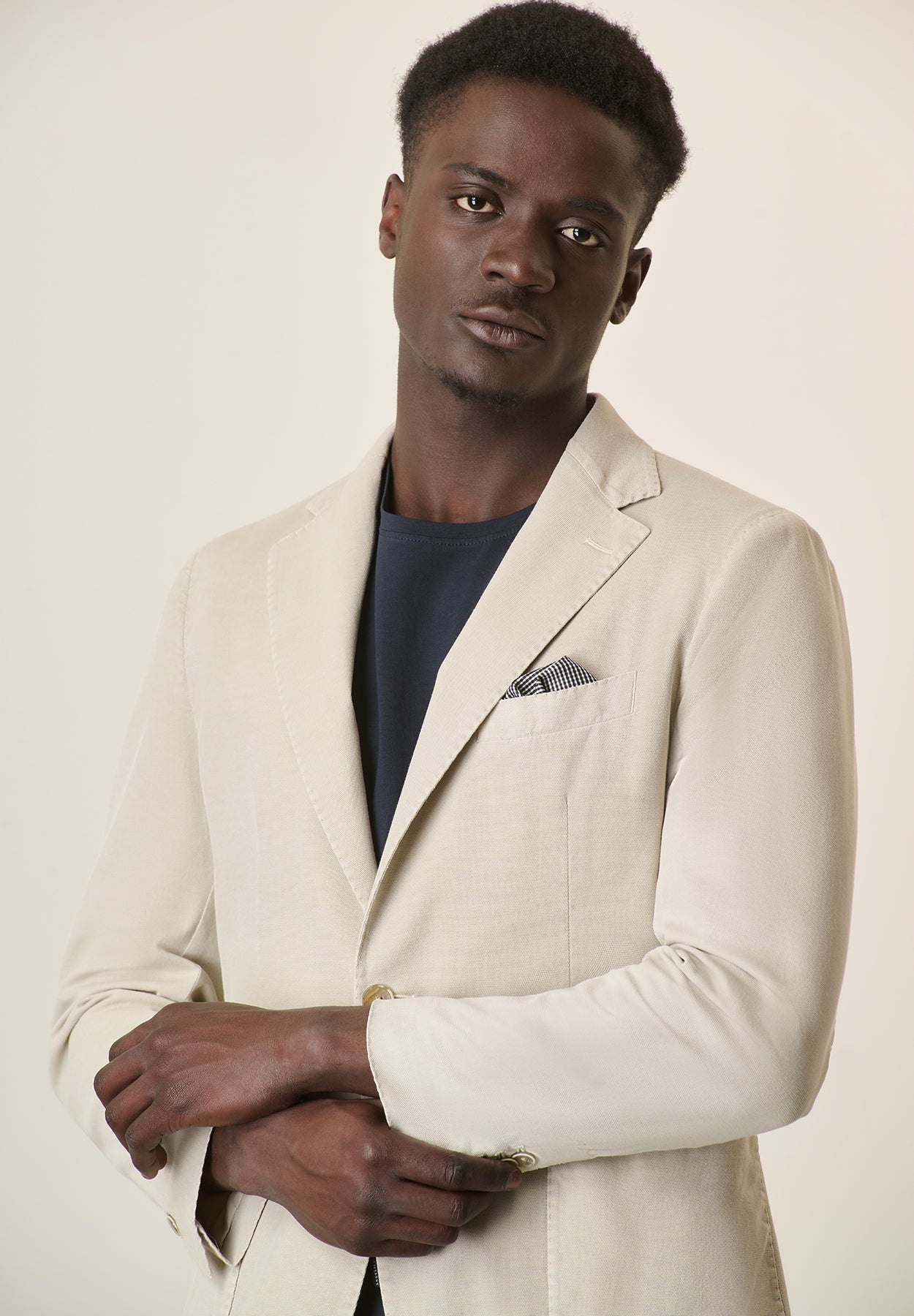 Ecru jacket in stretch cotton with regular fit Angelico 2