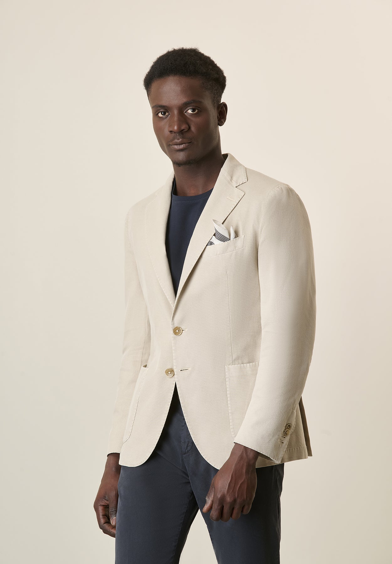 Ecru jacket in stretch cotton with regular fit Angelico 1
