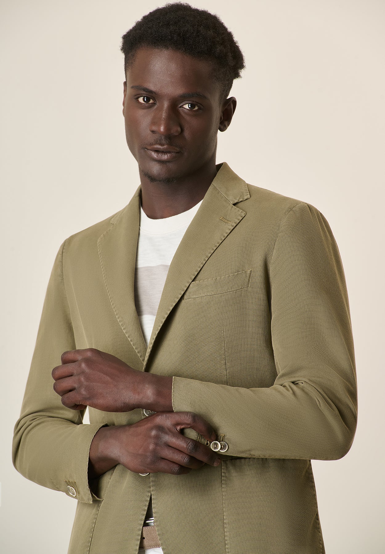 Green jacket stretch cotton regular fit Angelico 2