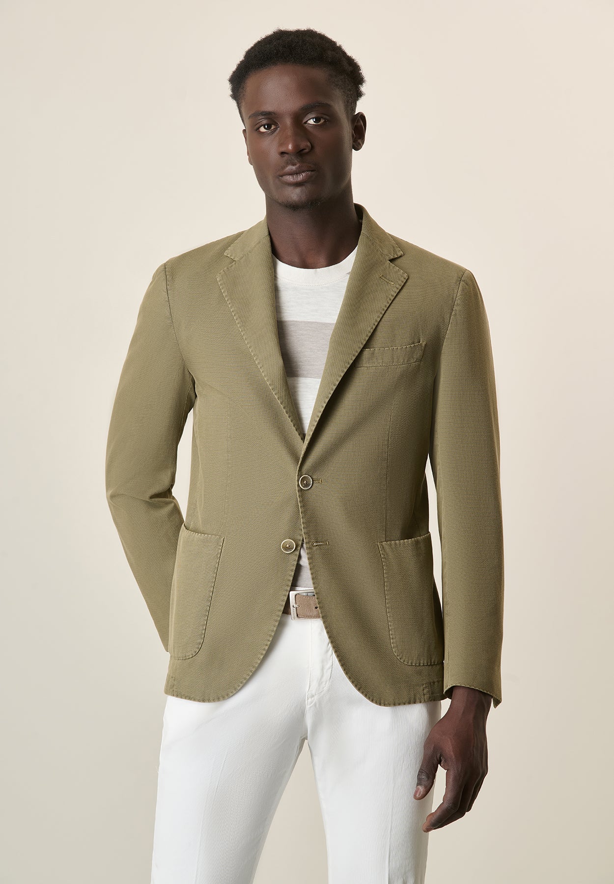 Green jacket stretch cotton regular fit Angelico 1