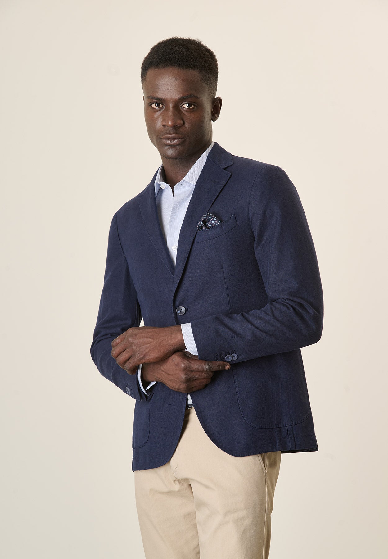 Giacca blu cotone resca custom fit