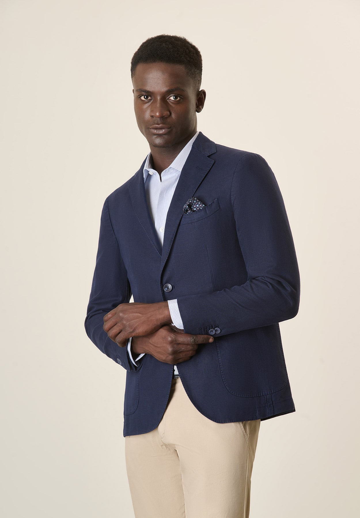 Spezzato Giacca Blu E Pantalone Beige Uomo Suit Giacca Blu