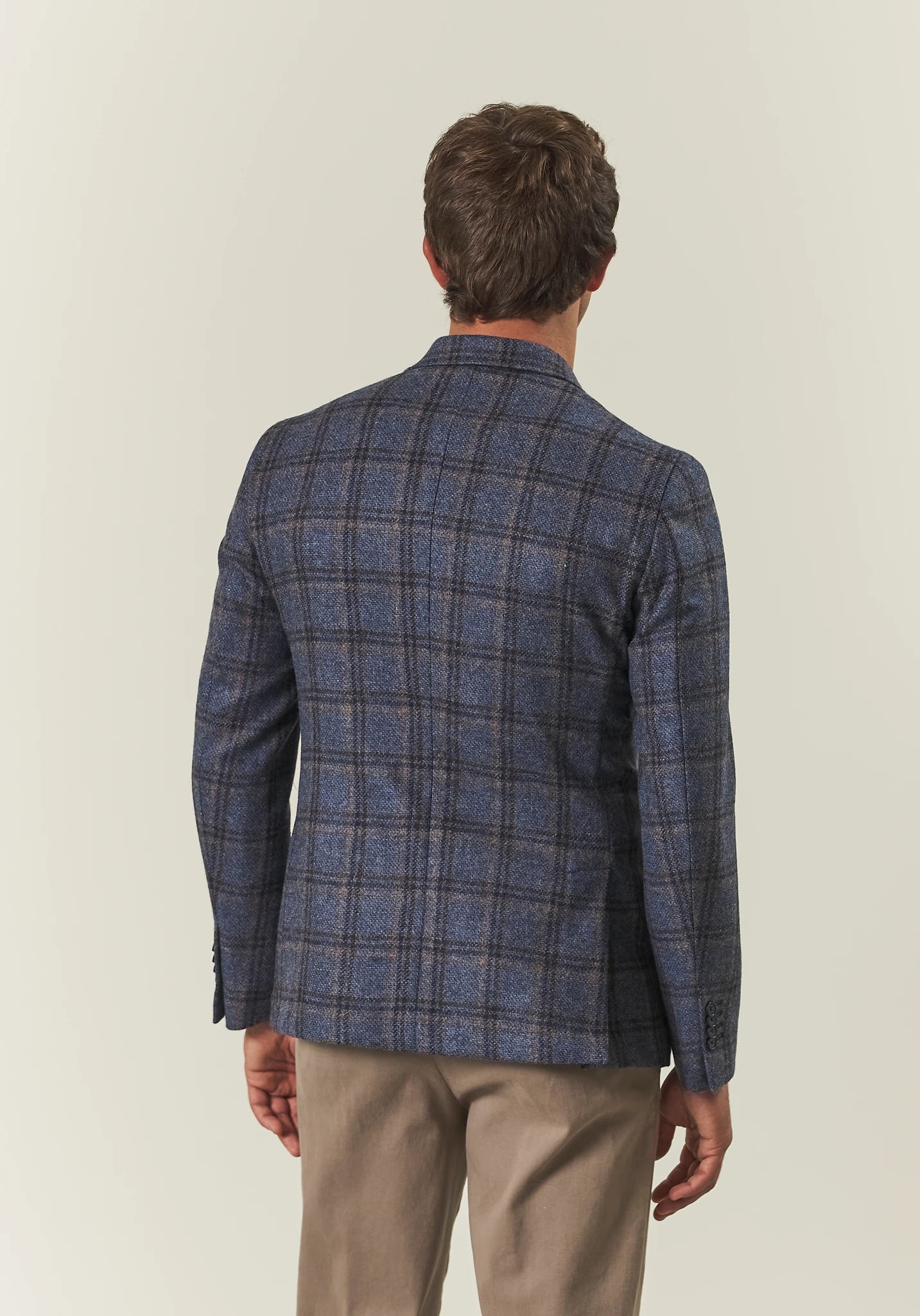Giacca avio check marrone lana vergine custom fit