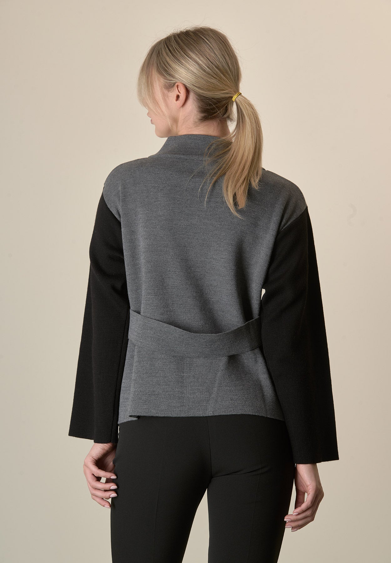 Giacca in maglia grigio nero collo coreano-Angelico