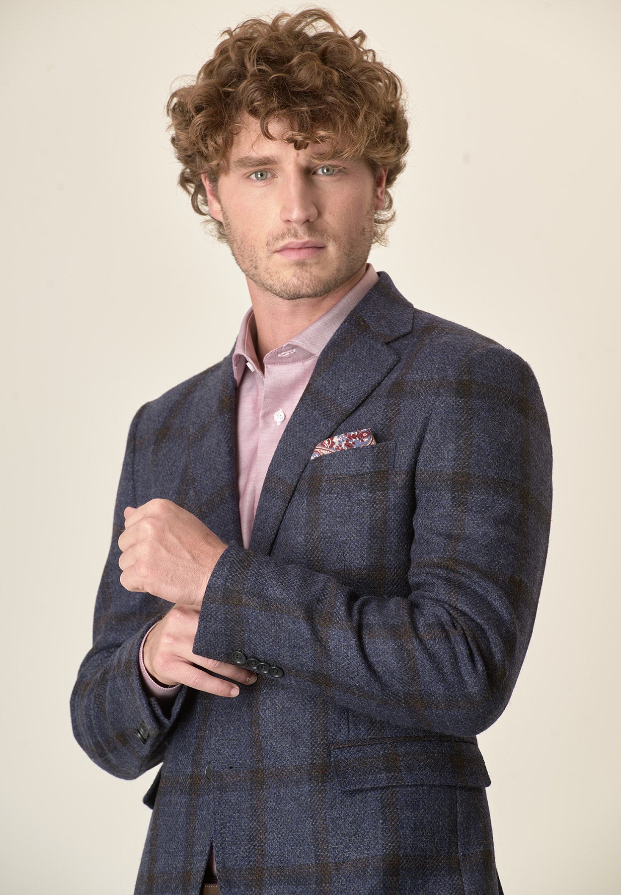 Giacca blu Galles lana vergine custom fit-Angelico