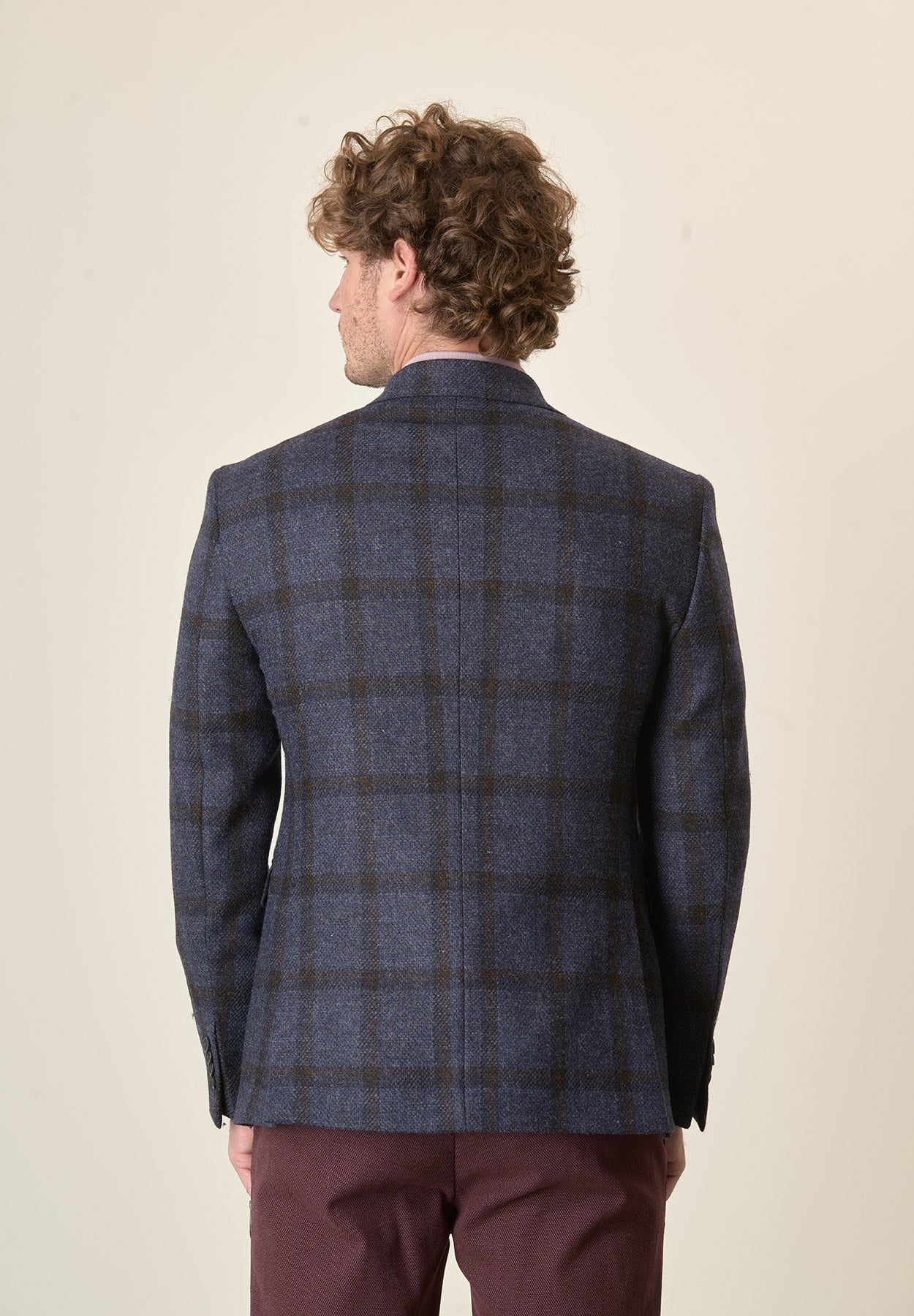 Giacca blu Galles lana vergine custom fit-Angelico