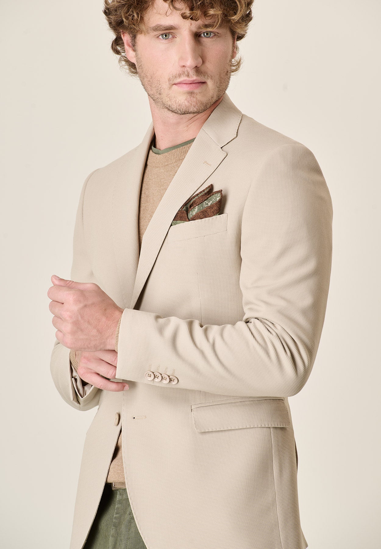Giacca sabbia jersey armaturato custom fit-Angelico