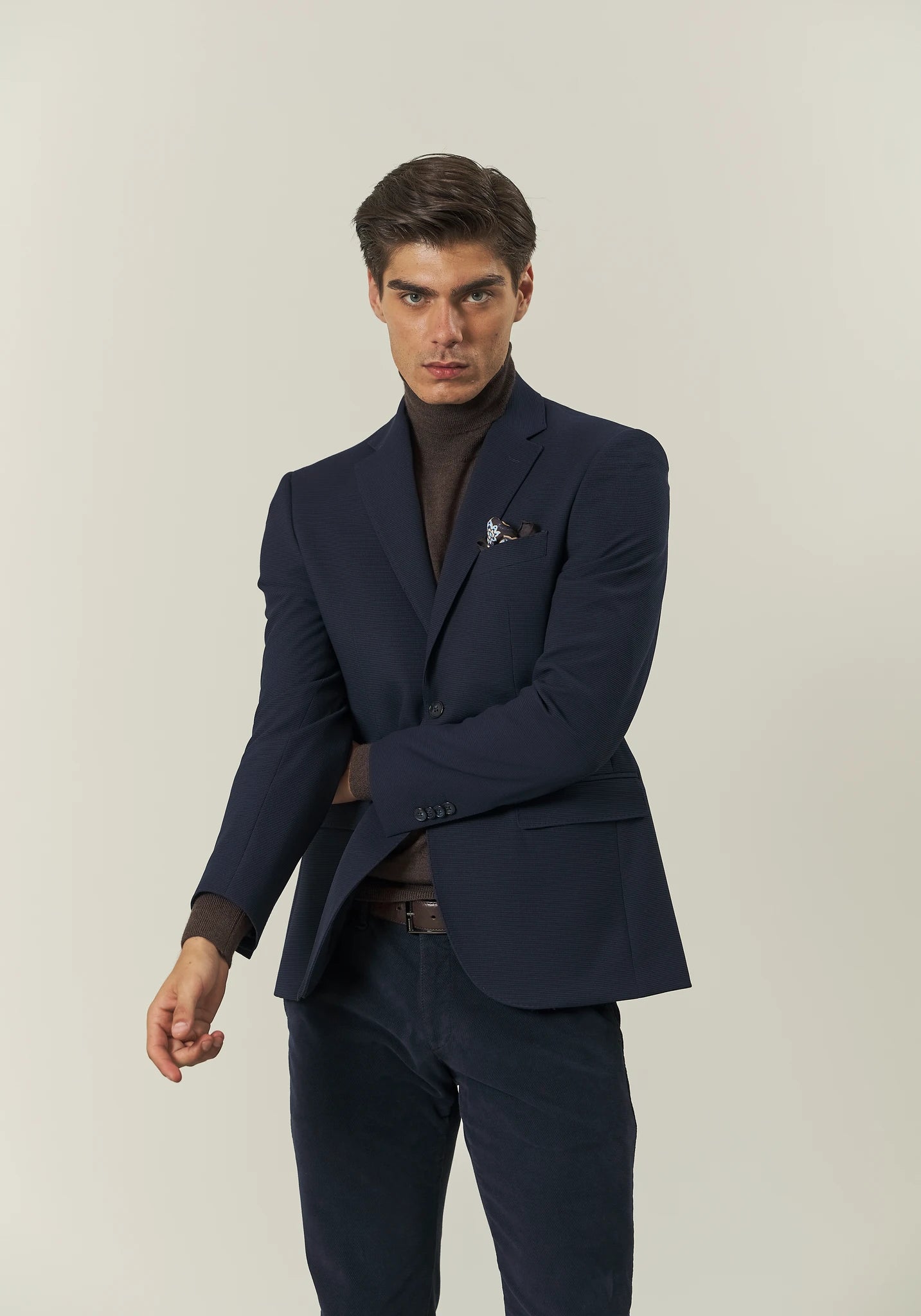 Giacca blu jersey armaturato custom fit