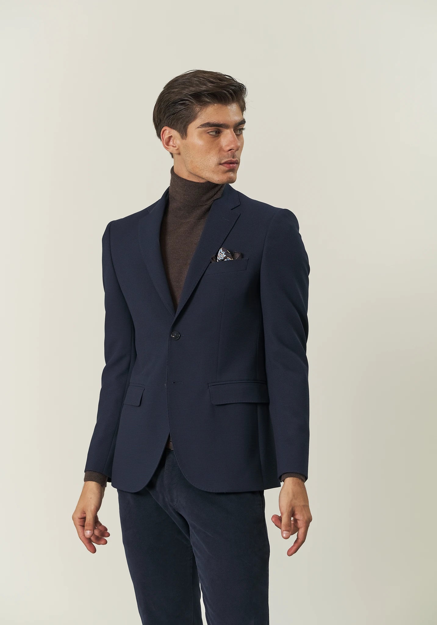 Giacca blu jersey armaturato custom fit
