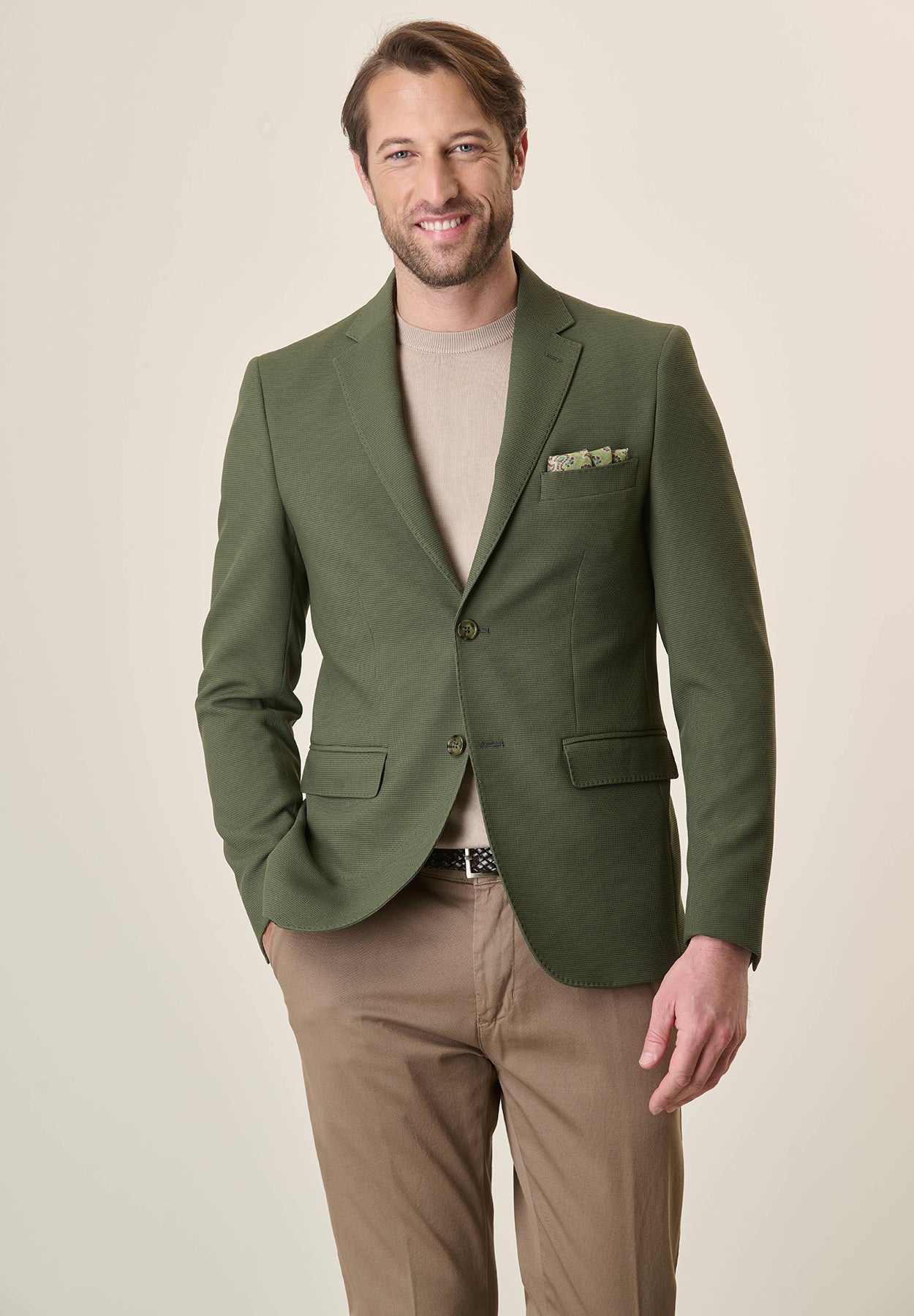 Giacca verde jersey armaturato custom fit Angelico 1