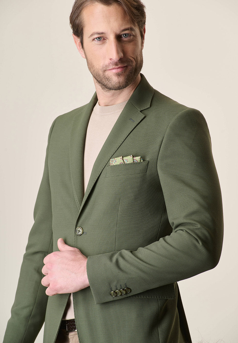 Giacca verde jersey armaturato custom fit