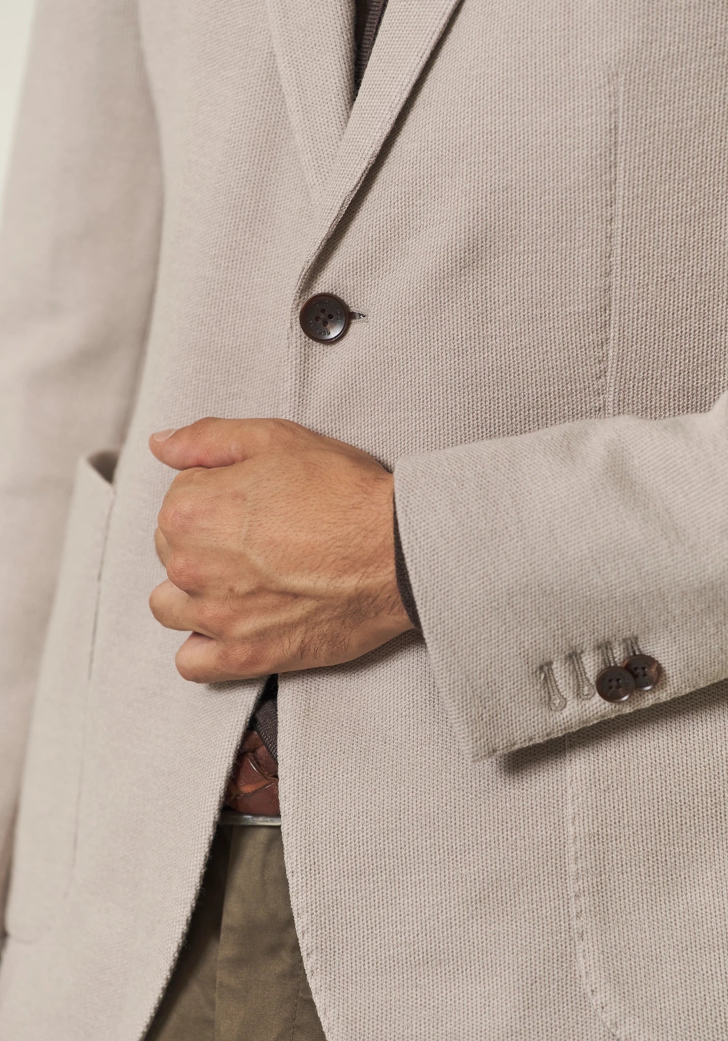 Giacca beige decostruita jersey misto lana custom fit-Angelico
