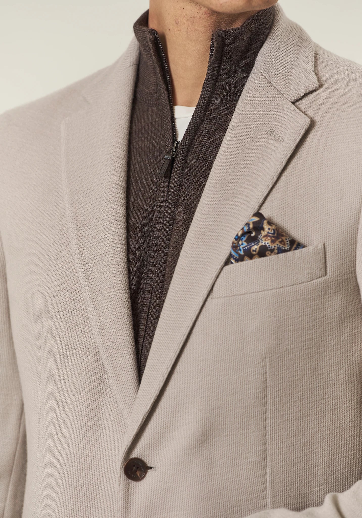 Giacca beige decostruita jersey misto lana custom fit-Angelico