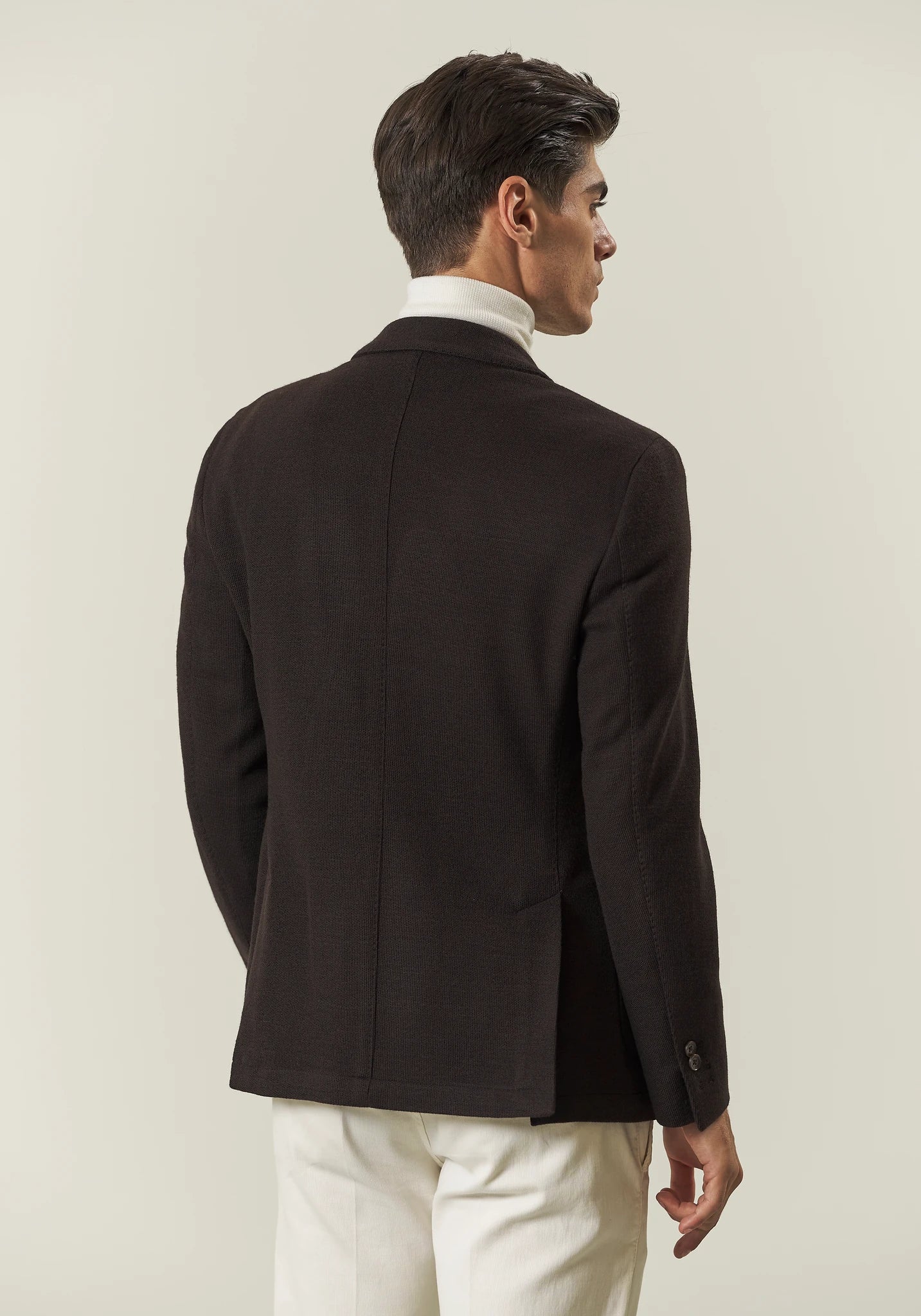 Giacca marrone decostruita jersey misto lana custom fit-Angelico