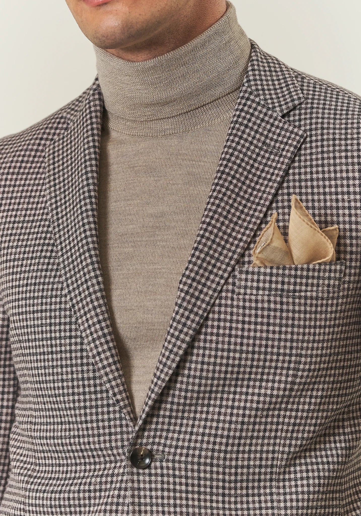 Beige checkered jersey custom fit jacket