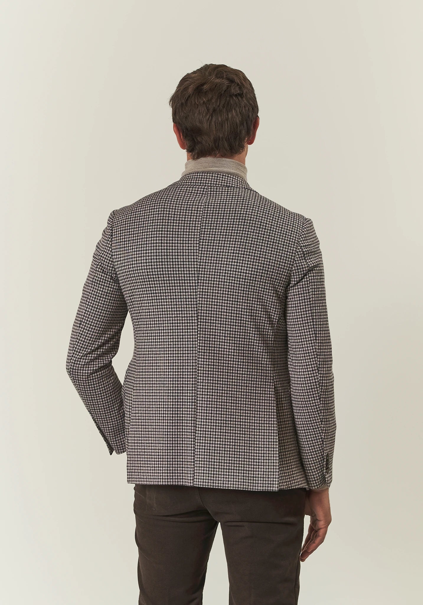 Beige checkered jersey custom fit jacket