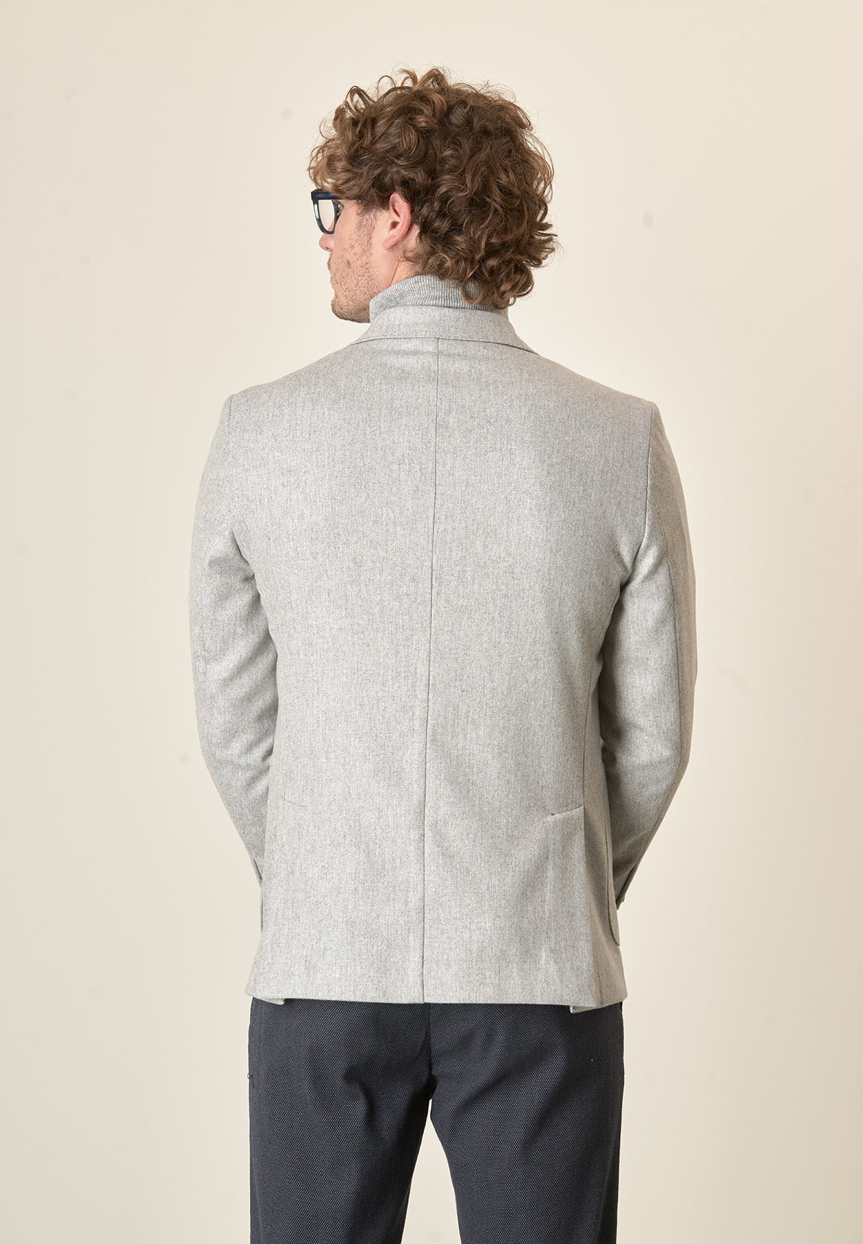 Giacca grigio chiaro misto lana decostruita custom fit-Angelico