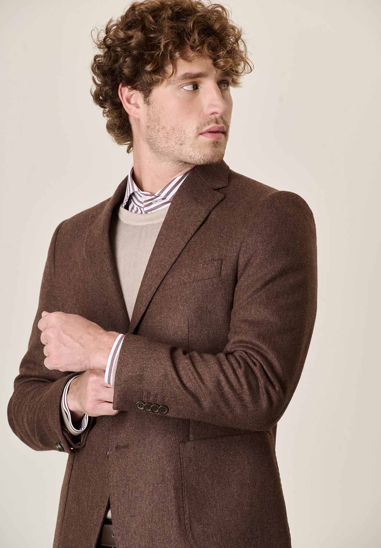 Giacca marrone misto lana decostruita custom fit-Angelico