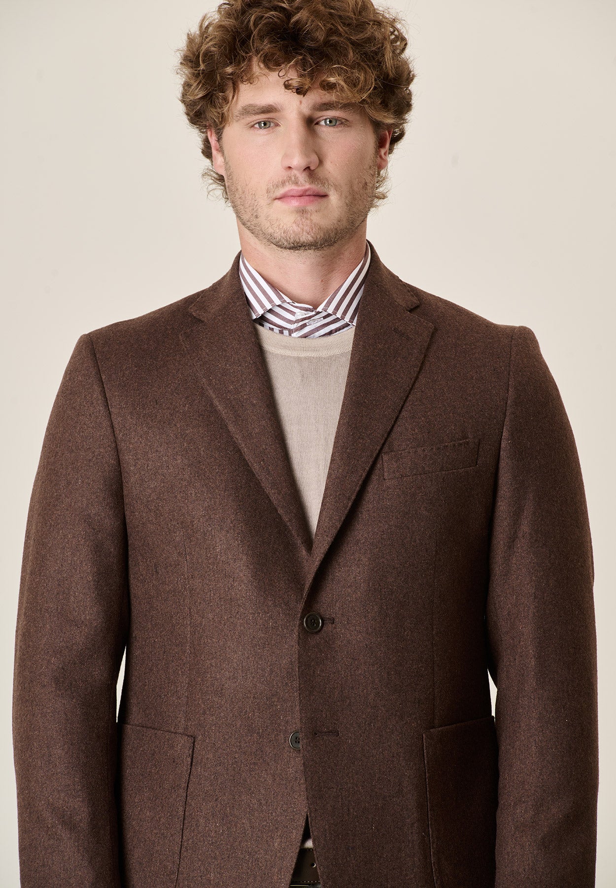 Giacca marrone misto lana decostruita custom fit-Angelico