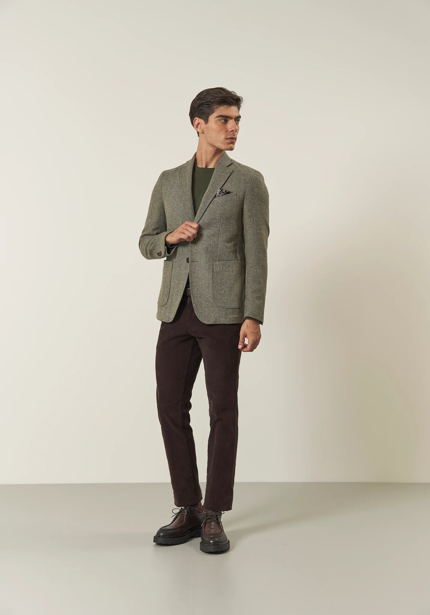 Giacca verde resca misto lana custom fit