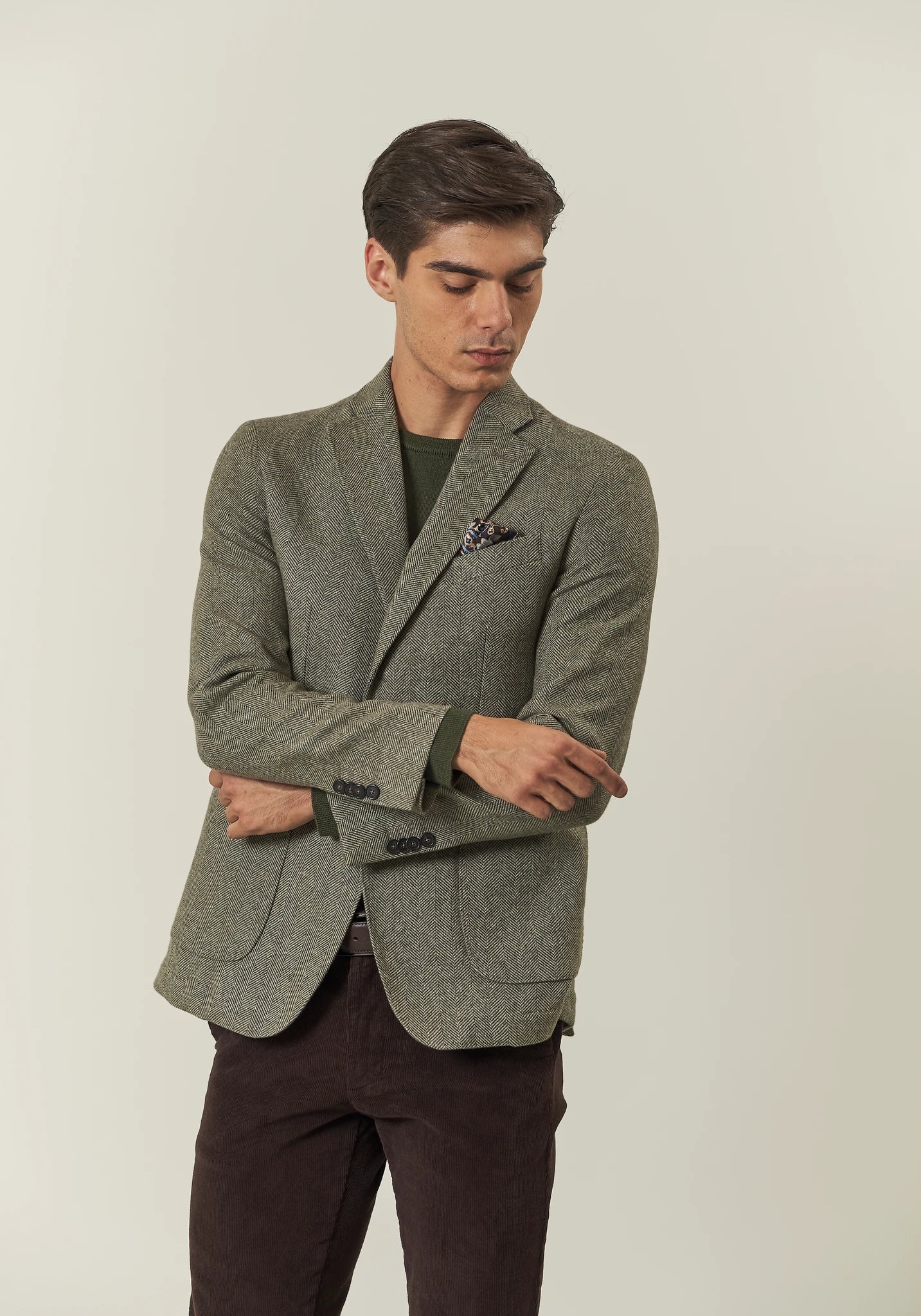 Giacca verde resca misto lana custom fit