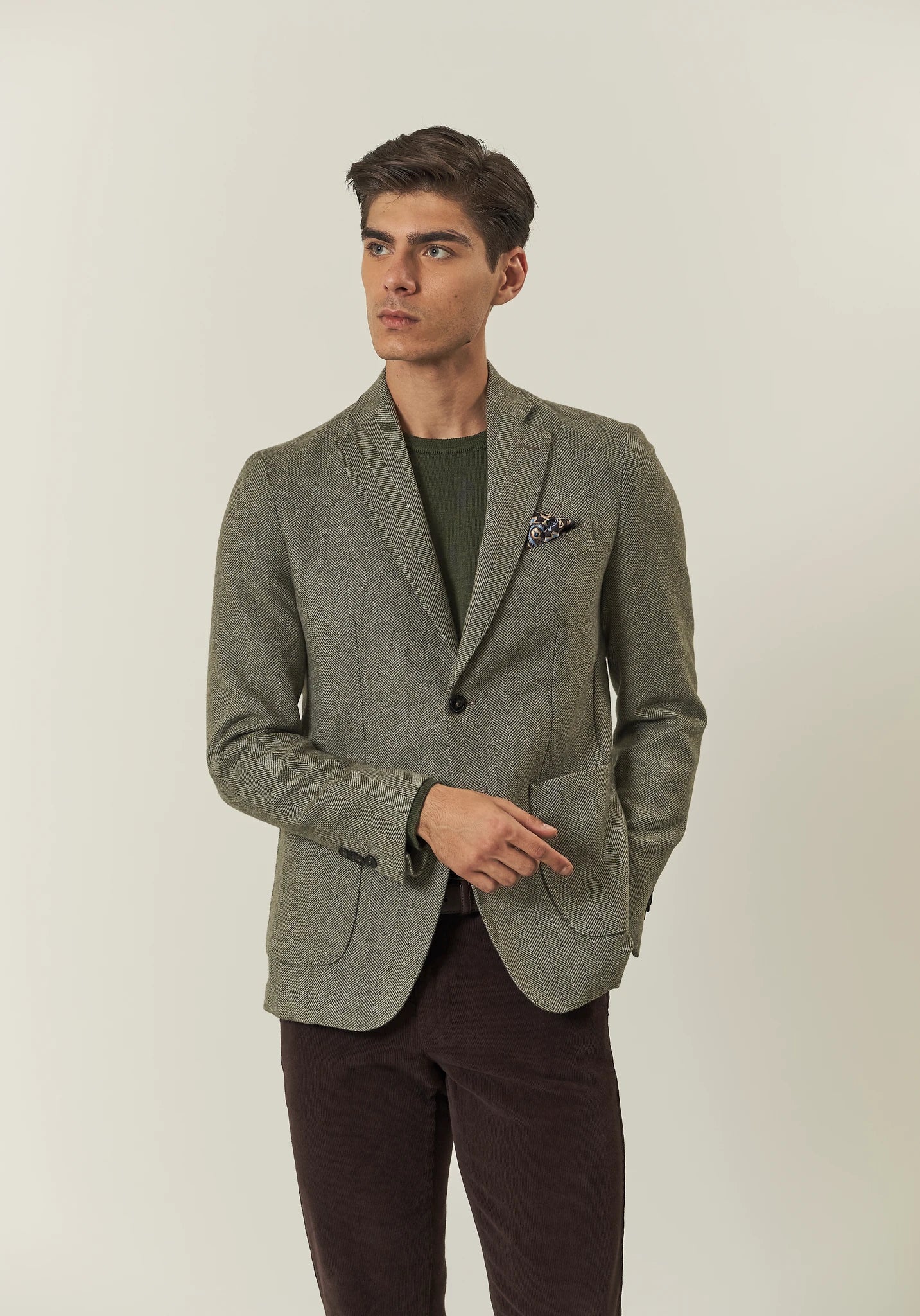 Giacca verde resca misto lana custom fit