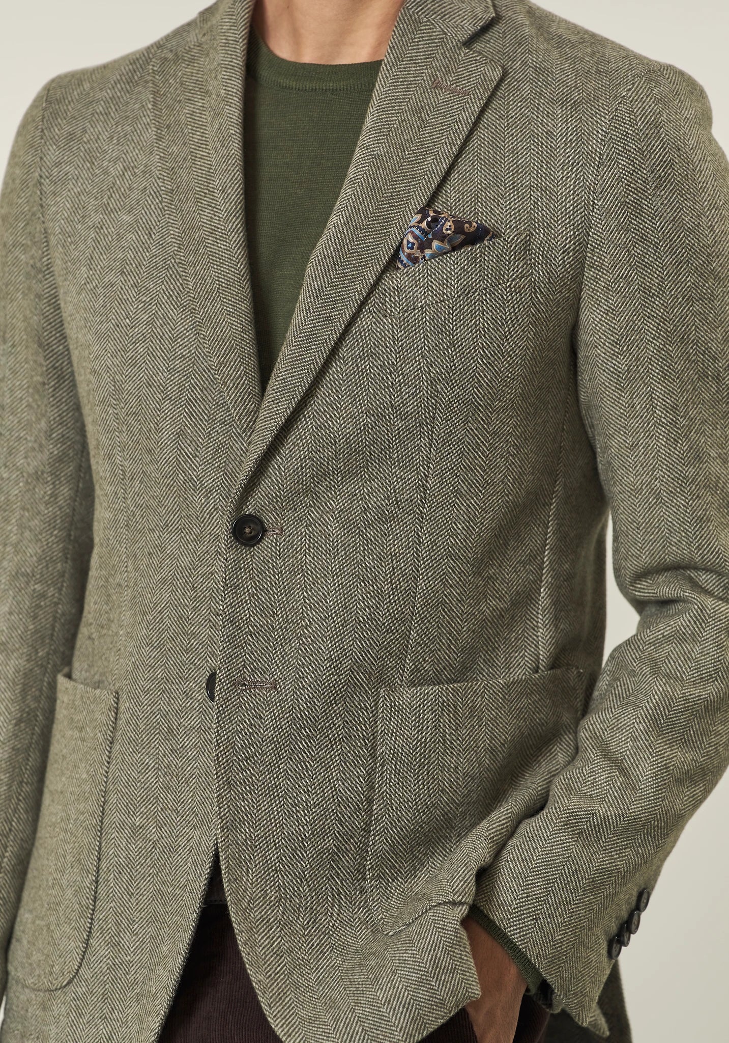 Giacca verde resca misto lana custom fit