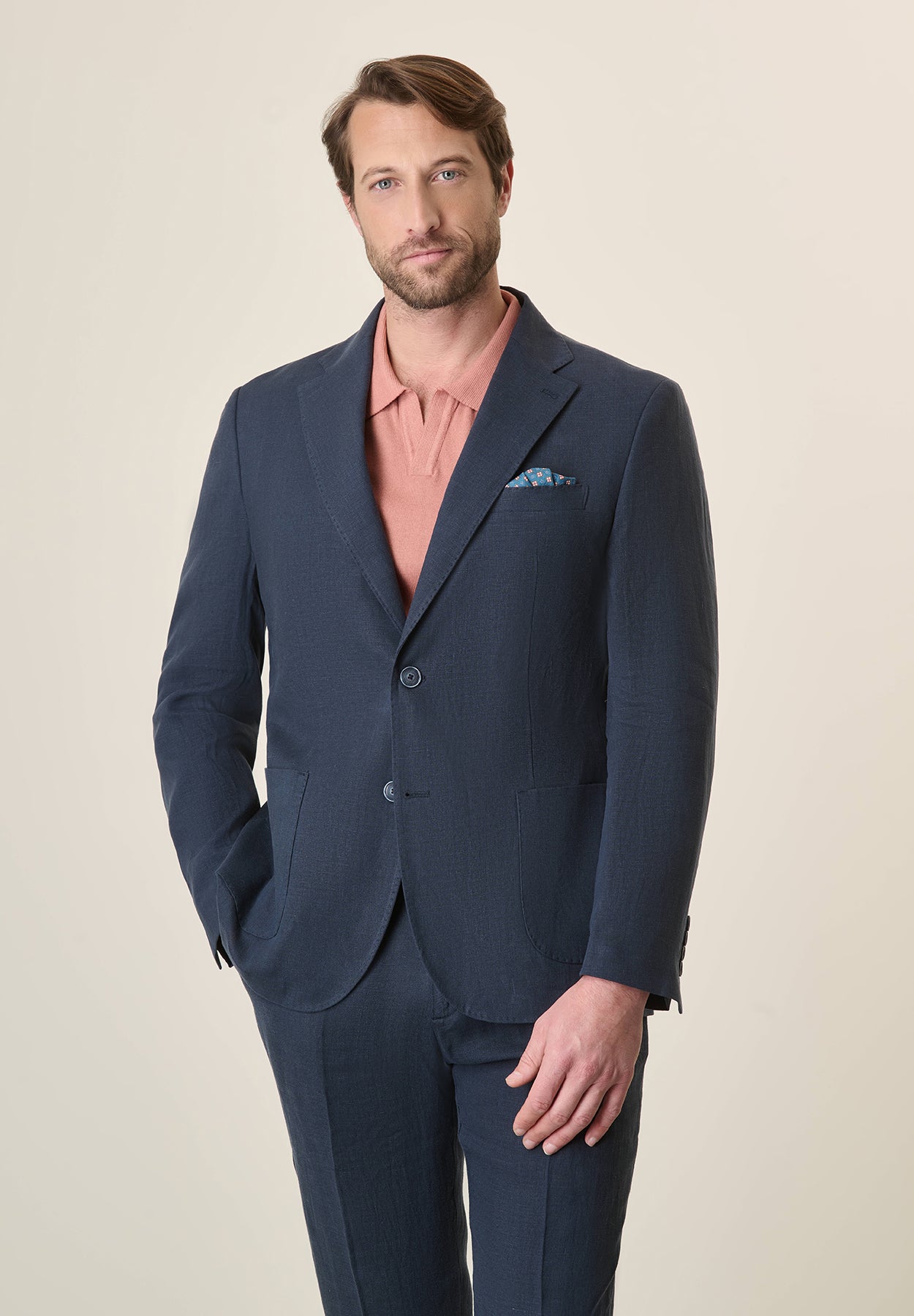Giacca blu scuro lino custom fit