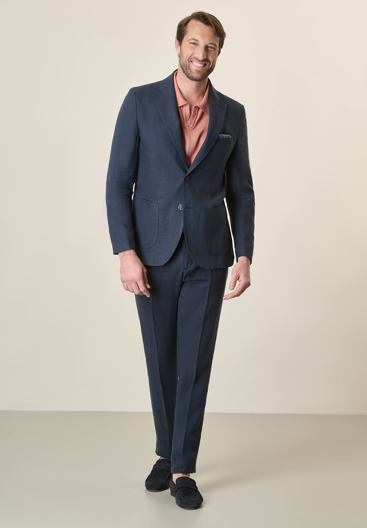 Giacca blu scuro lino custom fit
