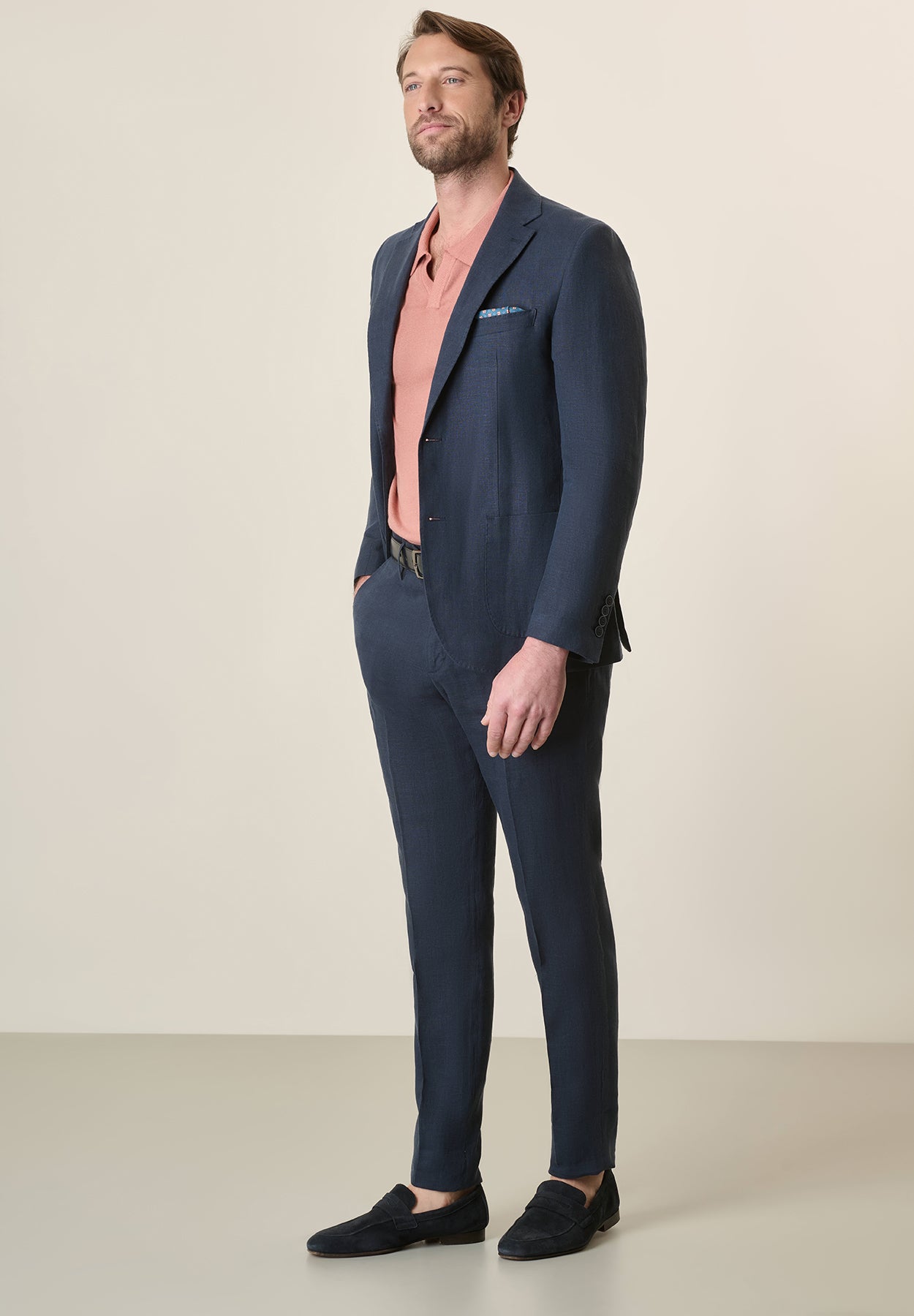 Giacca blu scuro lino custom fit