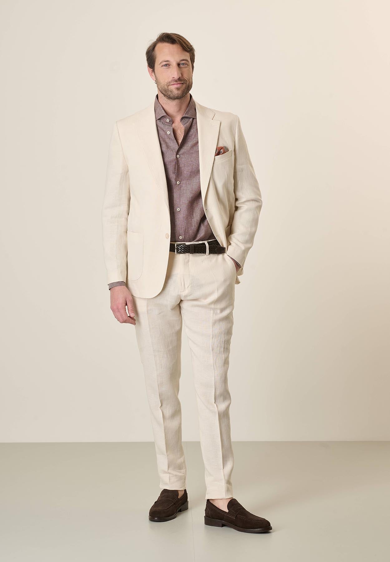Cream linen custom fit jacket