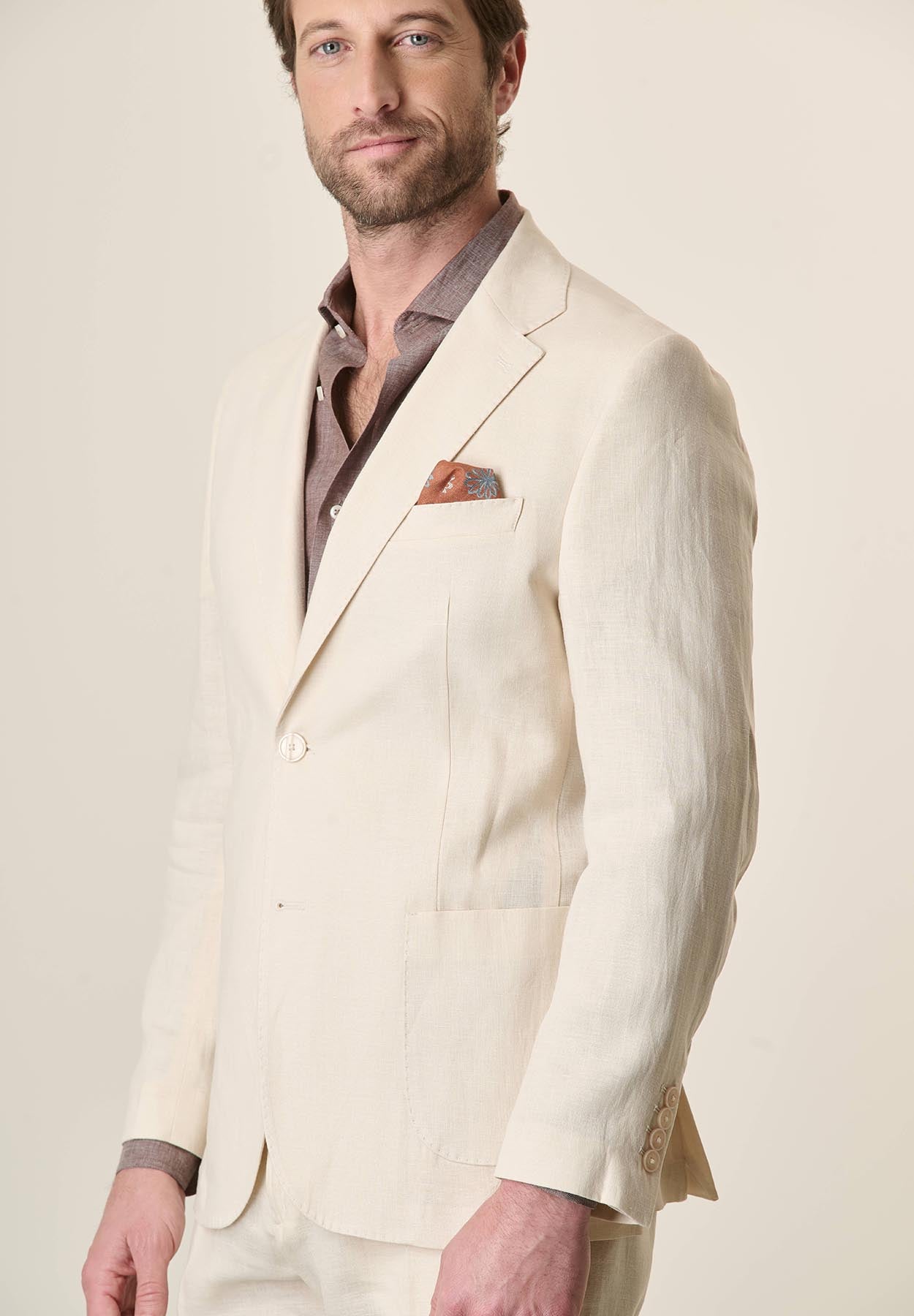 Cream linen custom fit jacket
