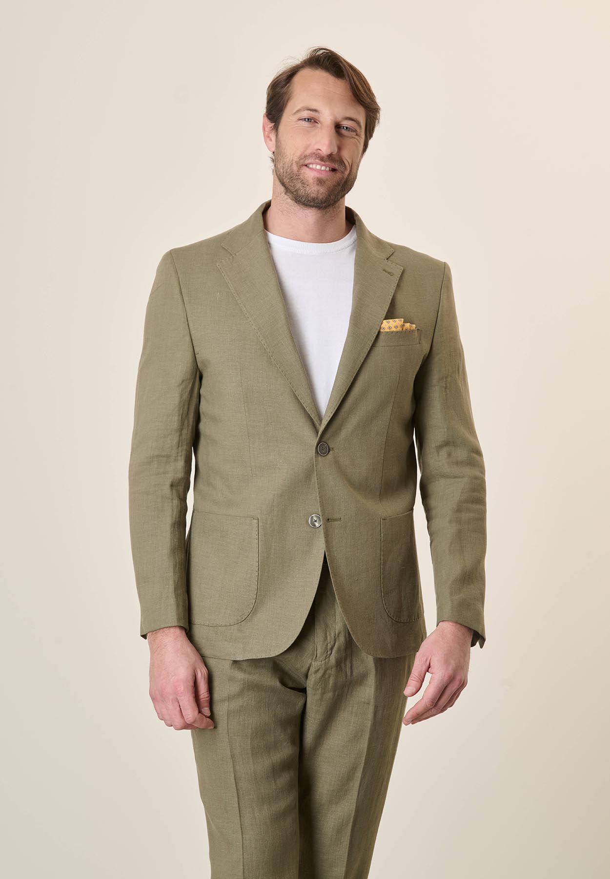 Giacca verde militare lino custom fit