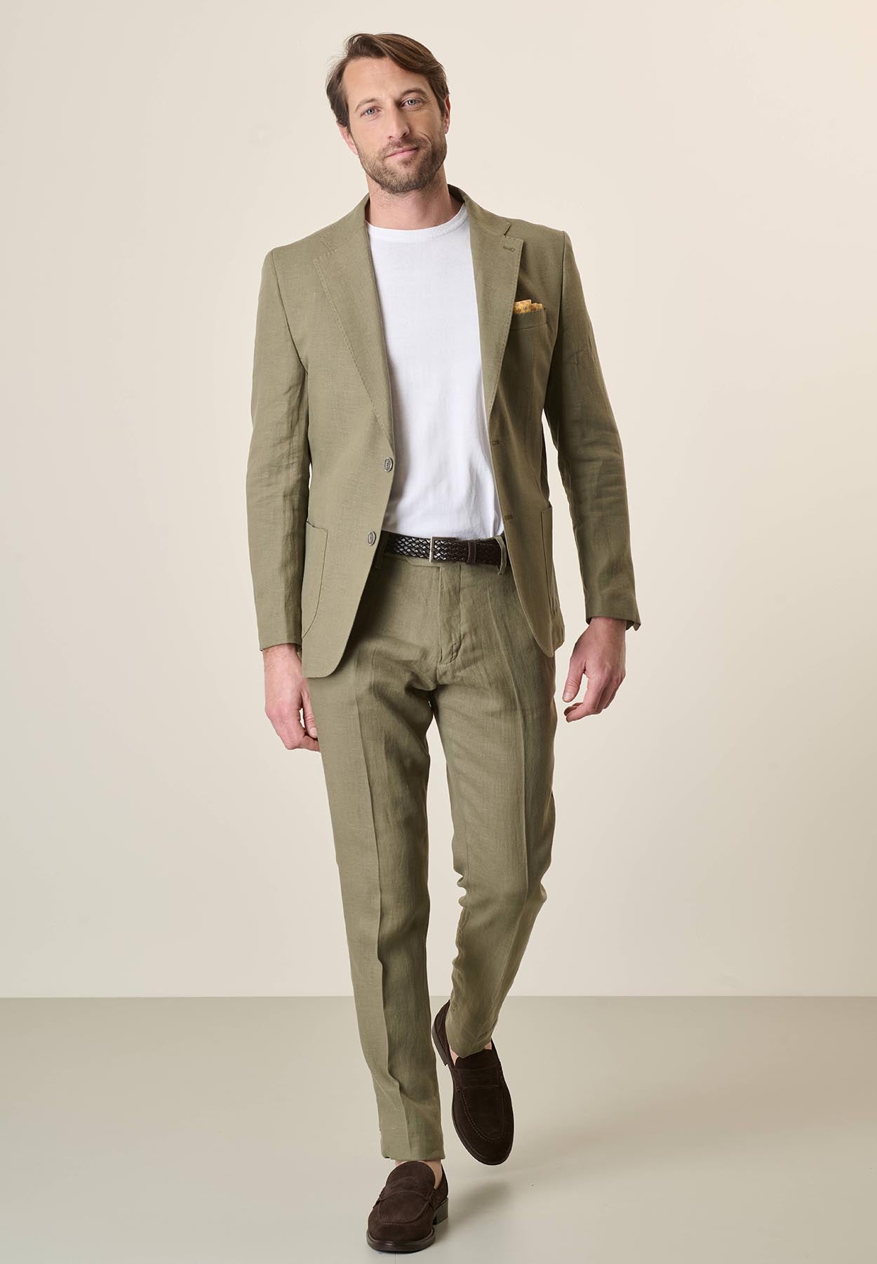 Giacca verde militare lino custom fit