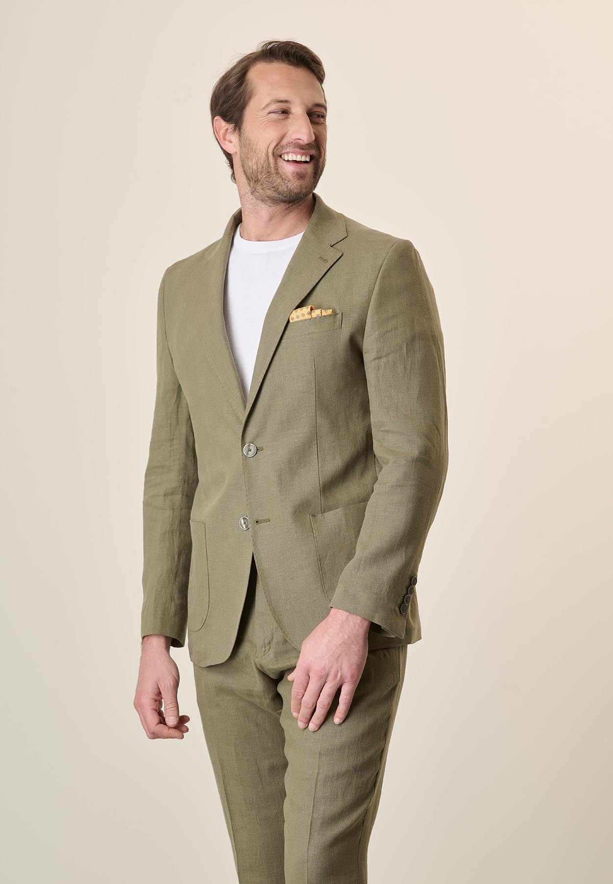 Giacca verde militare lino custom fit