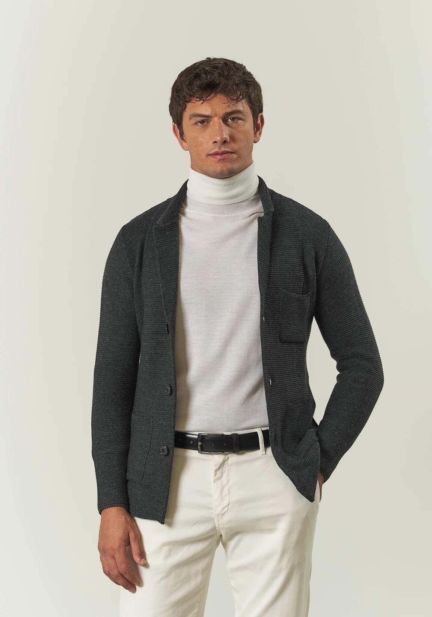 Giacca maglia antracite misto lana