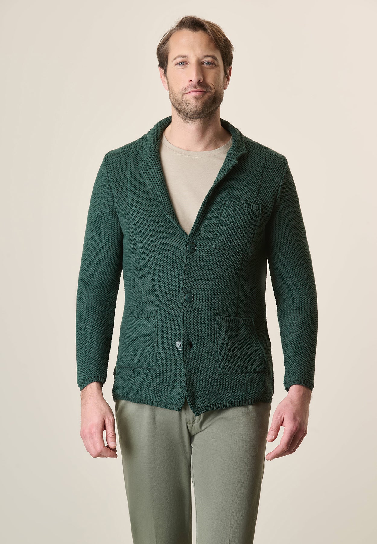 Grüne Strickjacke aus Baumwollmischung