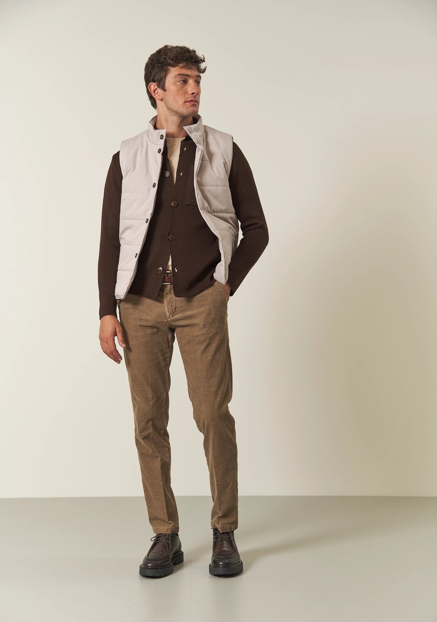 Overshirt marrone misto lana