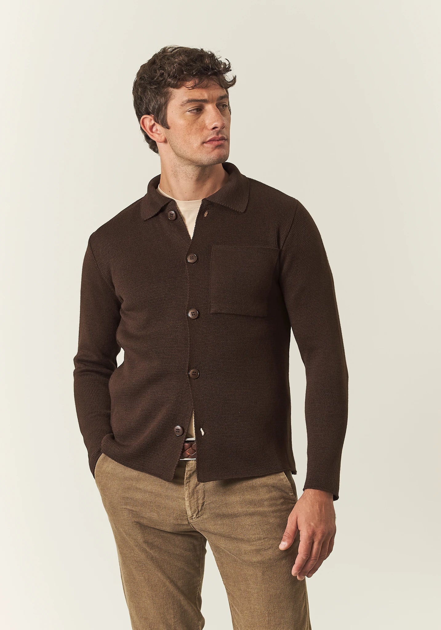 Overshirt marrone misto lana
