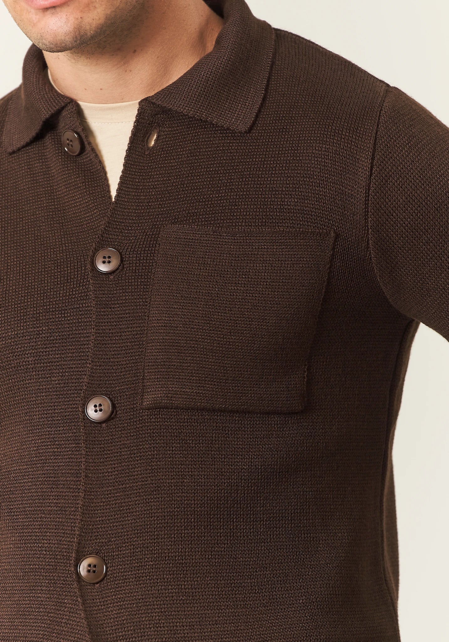 Overshirt marrone misto lana