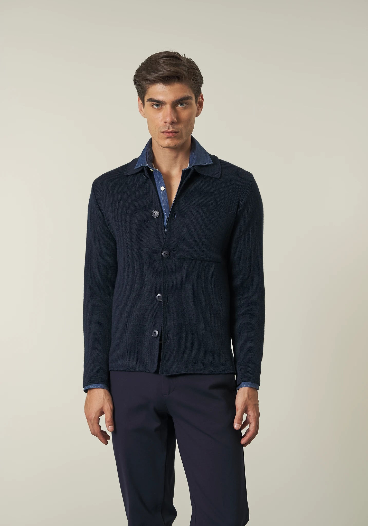 Overshirt blu misto lana