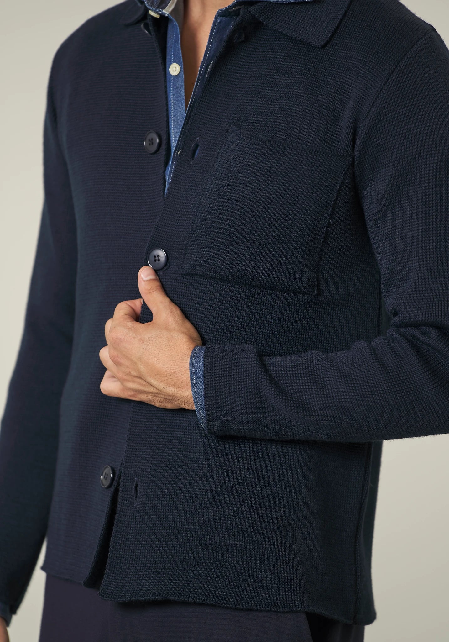 Overshirt blu misto lana