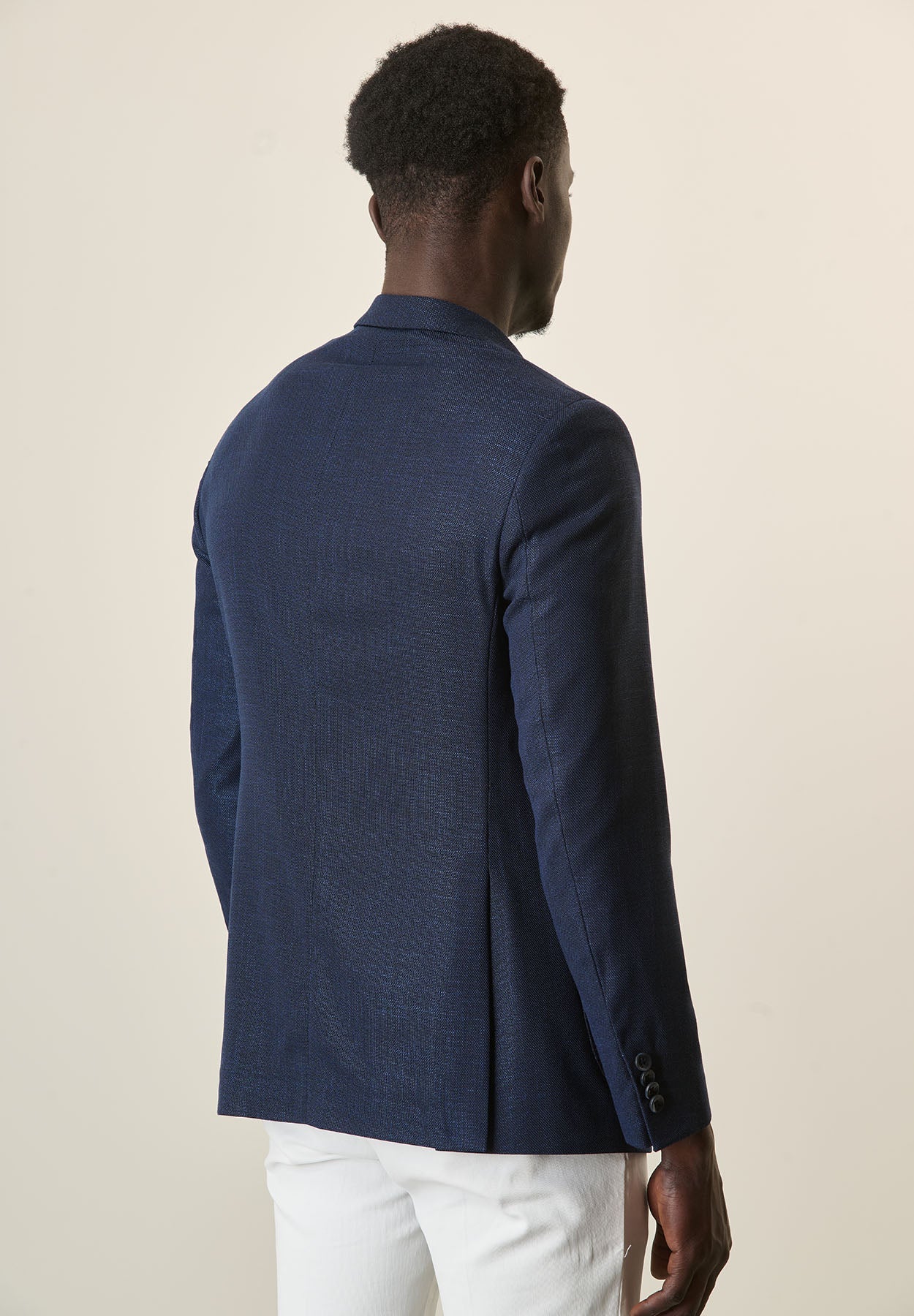 Blaue Hopsackjacke im Custom Fit