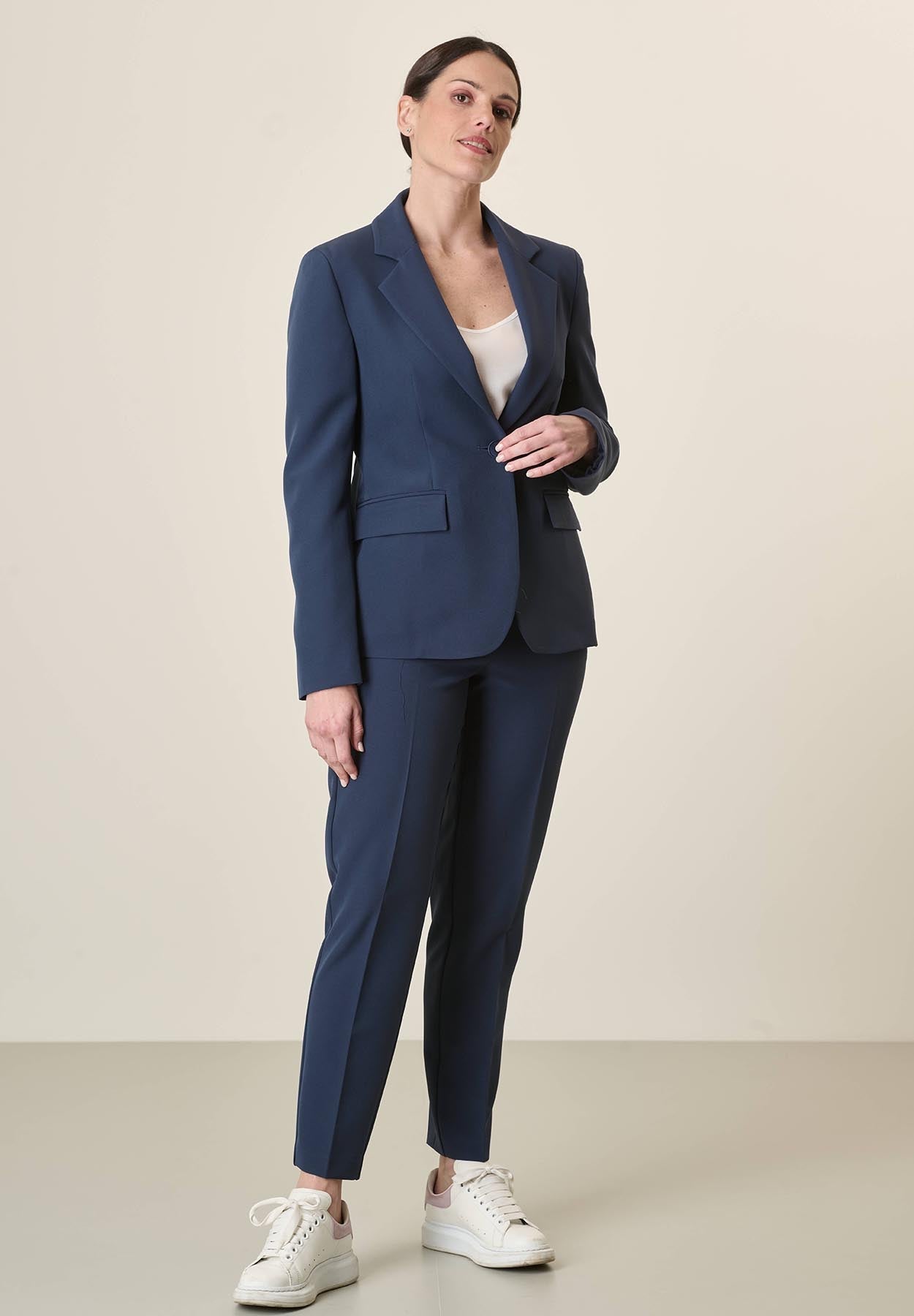 Blaue Jacke mit Pattentaschen und Stretchstoff