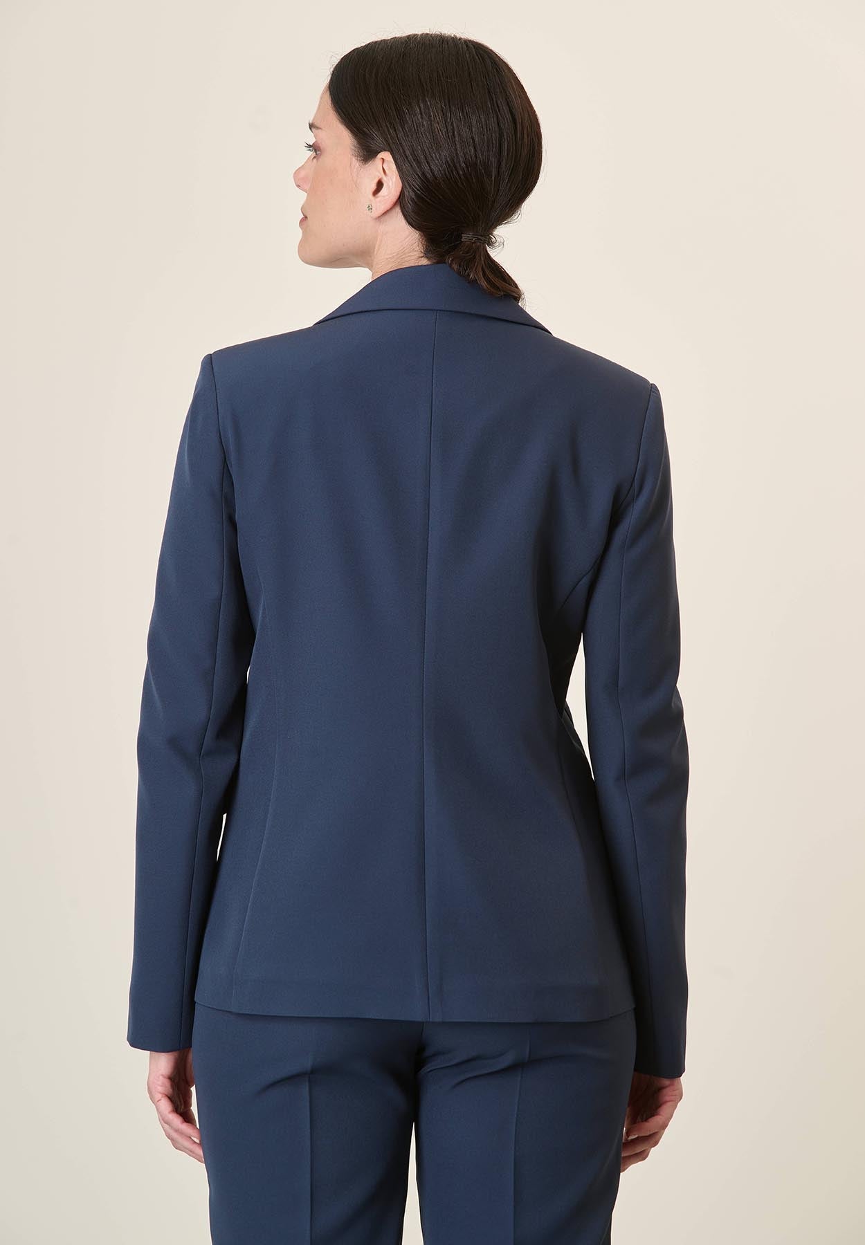Blaue Jacke mit Pattentaschen und Stretchstoff