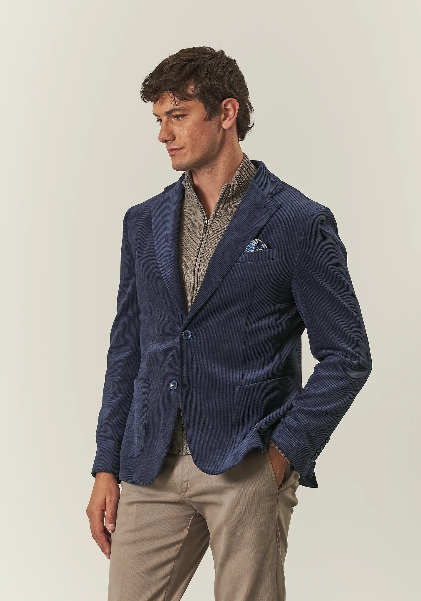 Giacca blu velluto a coste custom fit