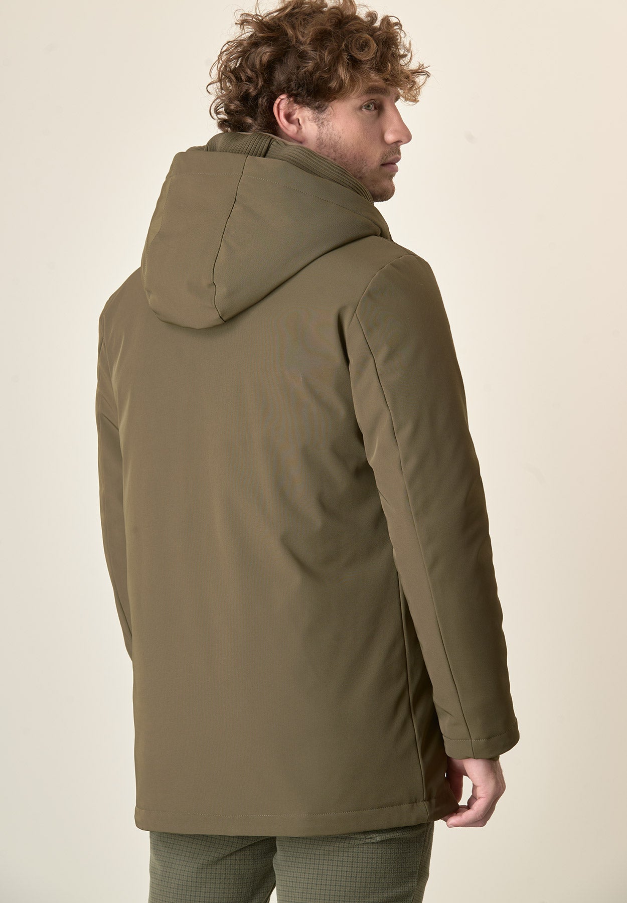 Giaccone verde militare cappuccio e pettorina staccabili-Angelico