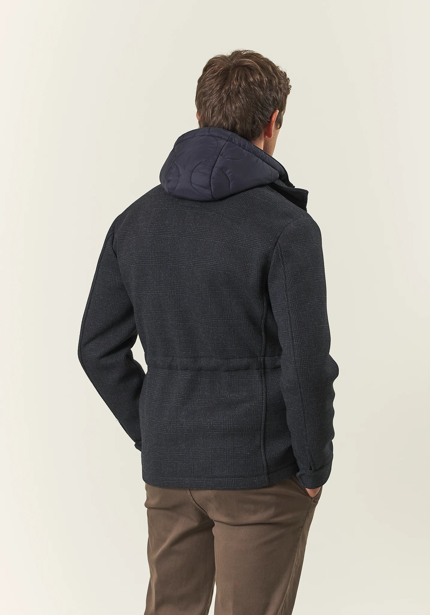 Giaccone blu Galles tessuto jersey